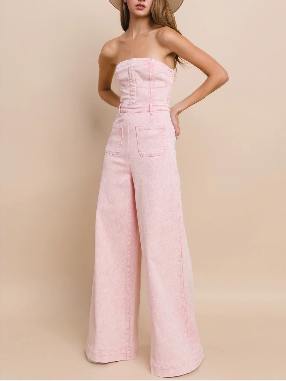 Wysteria Lane Mineral Wash Wide Leg Jumpsuit